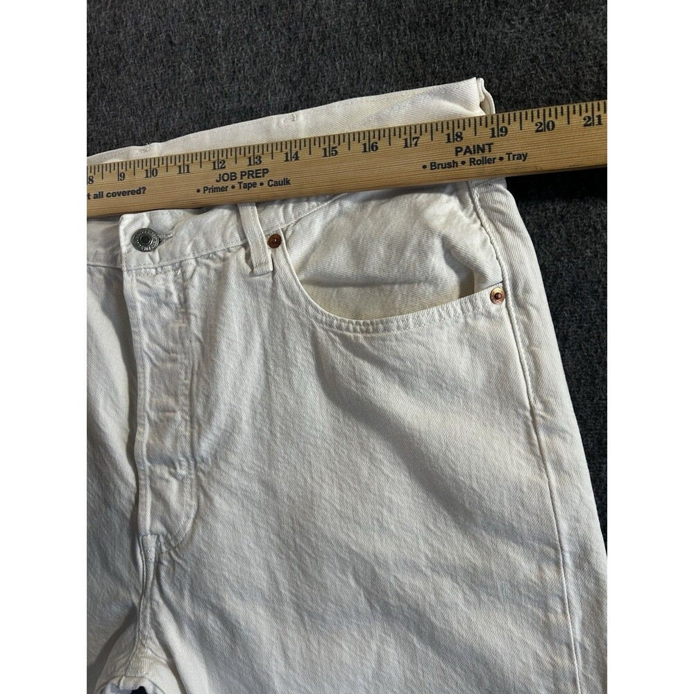 Levis Jeans Men 38x30 White Prem 501 90s Big E Button Fly Straight Denim Casual - Picture 12 of 14